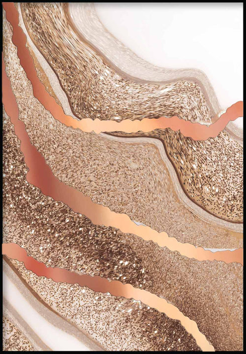 Agate Caramel Gauche Or Rose Réel Poster